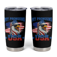 My Pronouns Are USA Tumbler Cup Bold Patriotic Eagle with American Flag Bandana Mullet - Wonder Print Shop