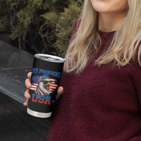 My Pronouns Are USA Tumbler Cup Bold Patriotic Eagle with American Flag Bandana Mullet - Wonder Print Shop