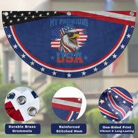 My Pronouns Are USA Patriotic Fan Flag Bold Eagle with American Flag Bandana Mullet
