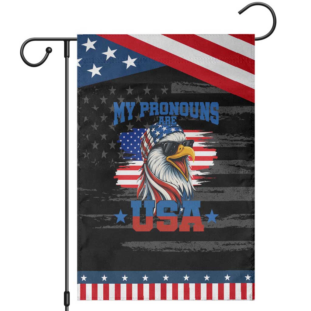 My Pronouns Are USA Garden Flag Bold Patriotic Eagle with American Flag Bandana Mullet