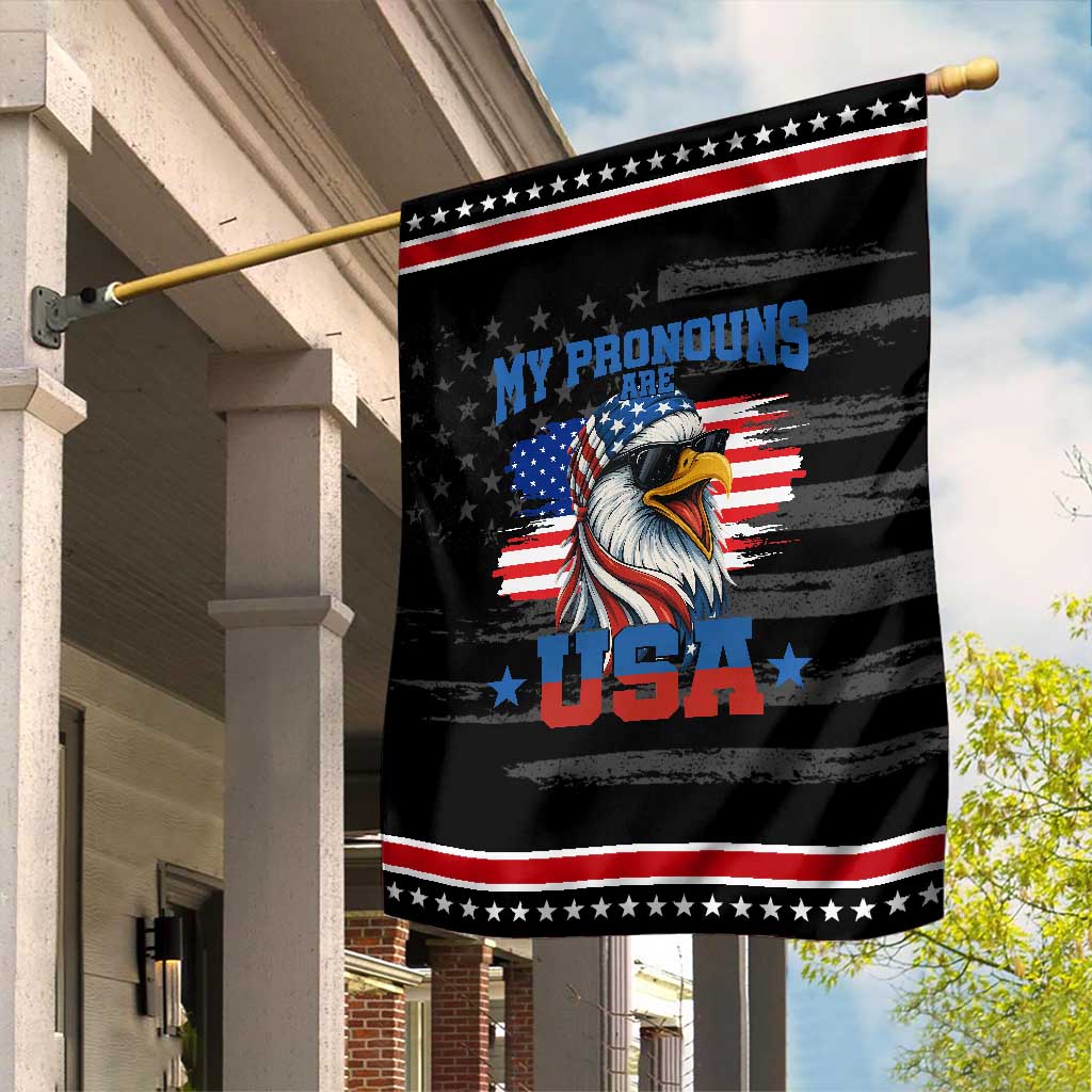 My Pronouns Are USA Garden Flag Bold Patriotic Eagle with American Flag Bandana Mullet