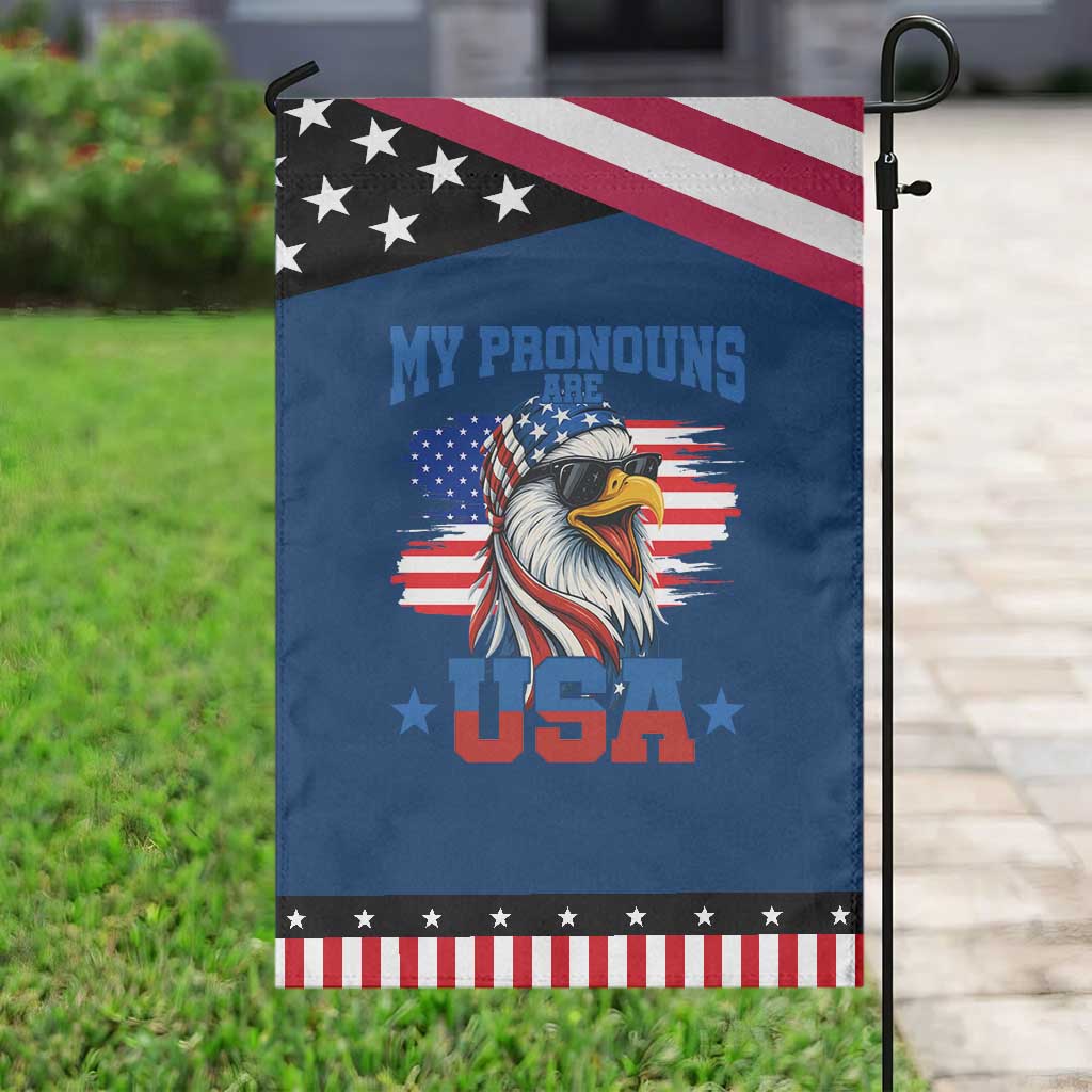 My Pronouns Are USA Garden Flag Bold Patriotic Eagle with American Flag Bandana Mullet