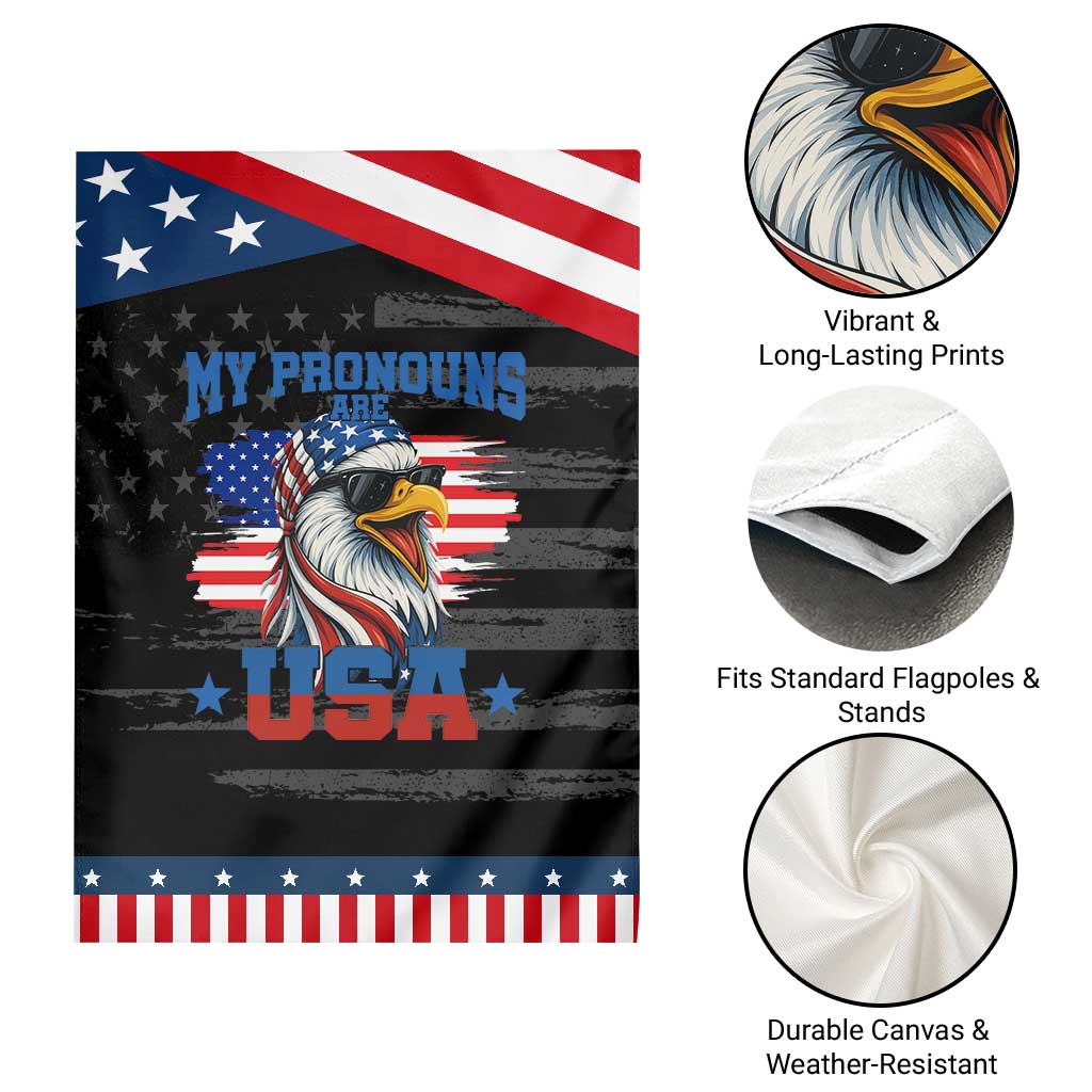 My Pronouns Are USA Garden Flag Bold Patriotic Eagle with American Flag Bandana Mullet