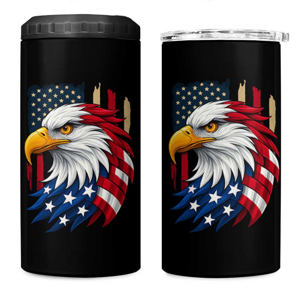 Fierce American Eagle 4 in 1 Can Cooler Tumbler Bold Patriotic 4th of July USA Freedom - Wonder Print Shop