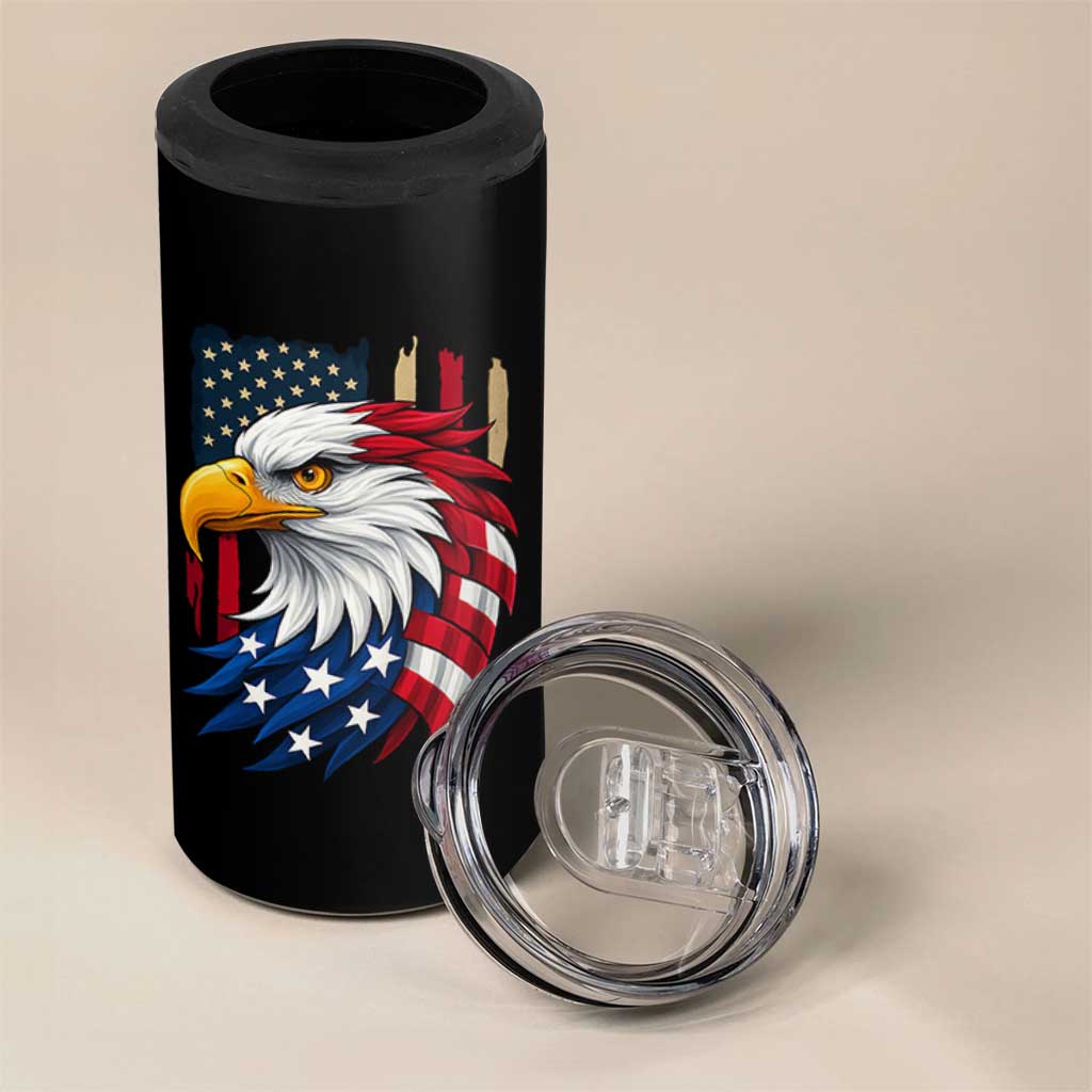 Fierce American Eagle 4 in 1 Can Cooler Tumbler Bold Patriotic 4th of July USA Freedom - Wonder Print Shop