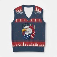 Fierce American Eagle V-Neck Knit Sweater Vest Bold Patriotic 4th of July USA Freedom - Wonder Print Shop