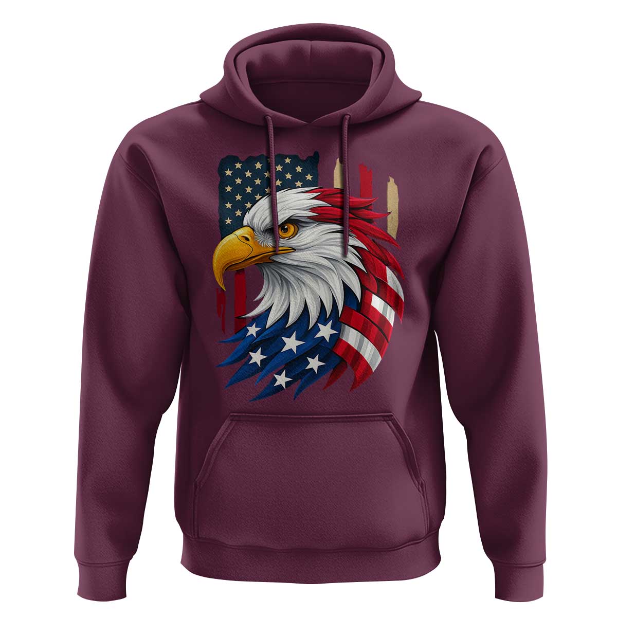 Fierce American Eagle Hoodie Bold Patriotic 4th of July USA Freedom - Wonder Print Shop
