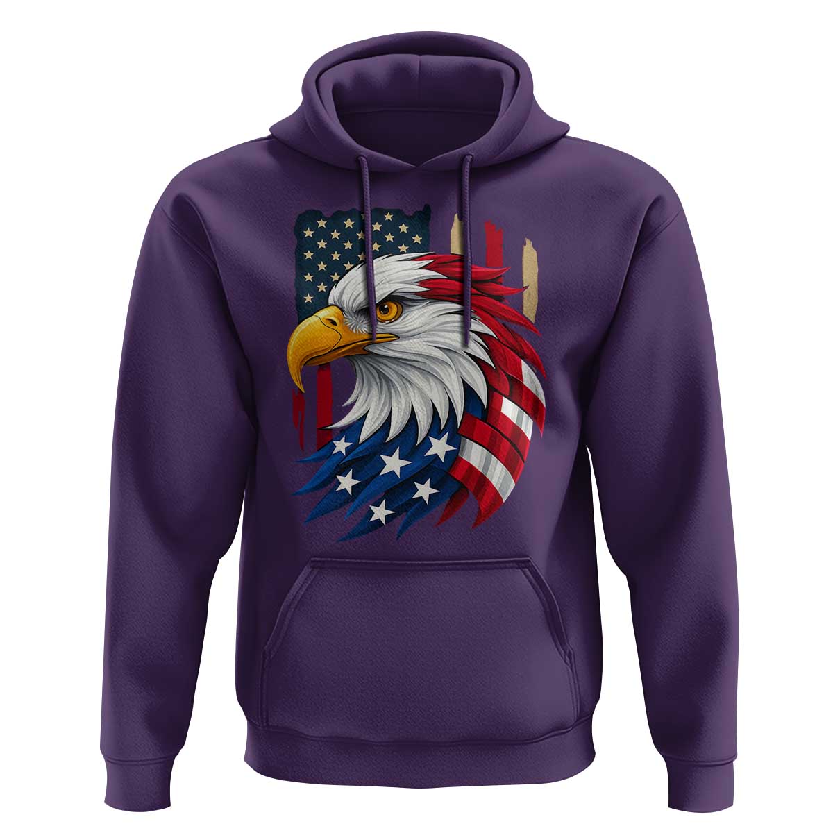 Fierce American Eagle Hoodie Bold Patriotic 4th of July USA Freedom - Wonder Print Shop