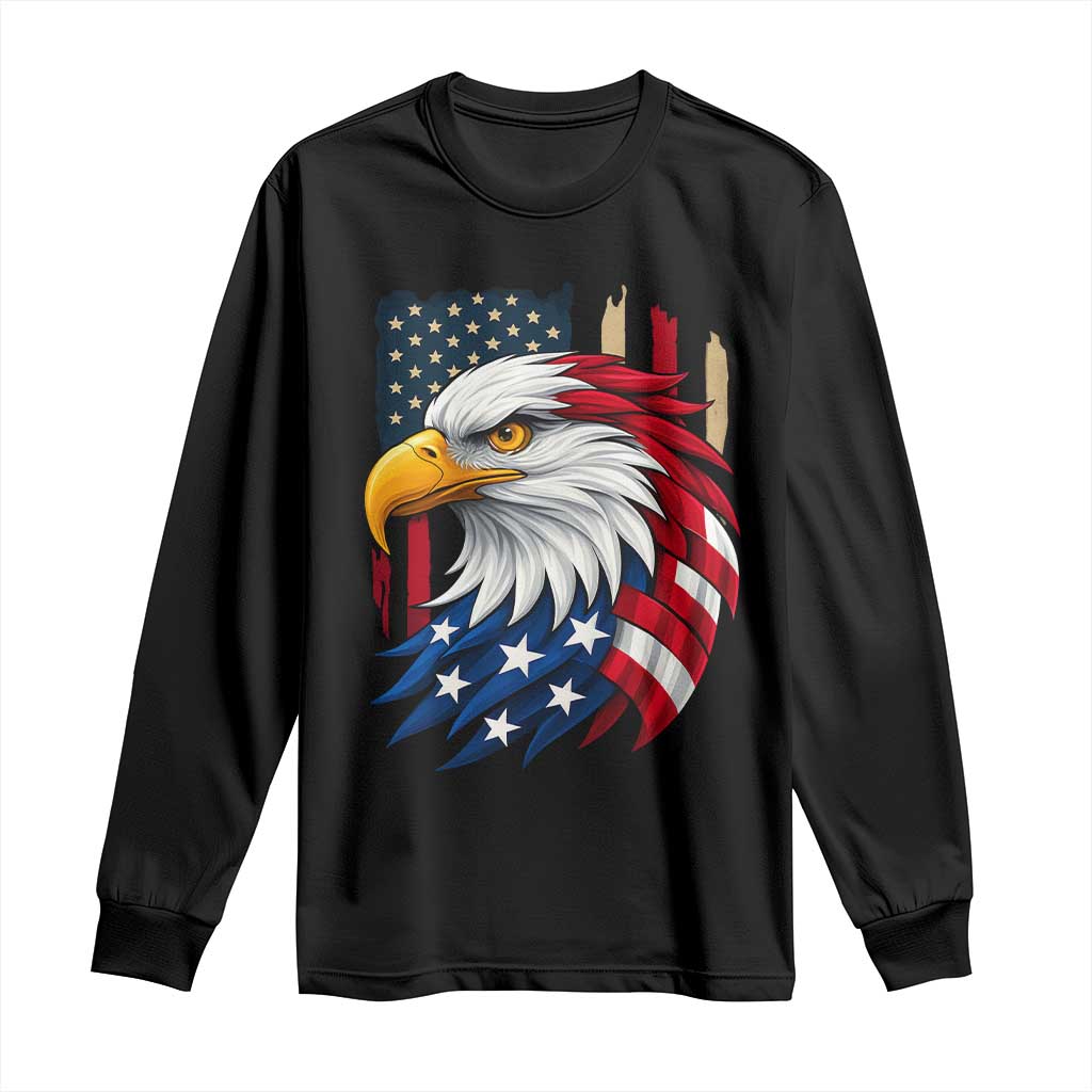 Fierce American Eagle Long Sleeve Shirt Bold Patriotic 4th of July USA Freedom - Wonder Print Shop