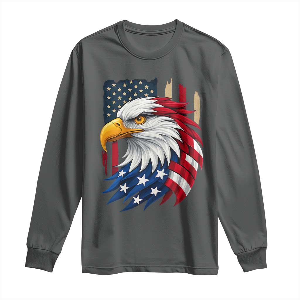 Fierce American Eagle Long Sleeve Shirt Bold Patriotic 4th of July USA Freedom - Wonder Print Shop