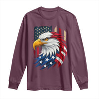 Fierce American Eagle Long Sleeve Shirt Bold Patriotic 4th of July USA Freedom - Wonder Print Shop