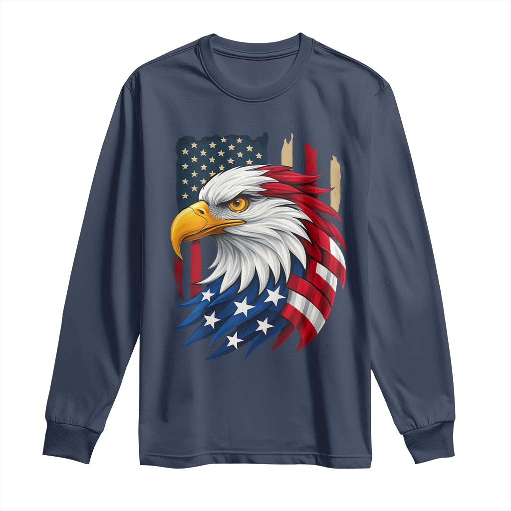 Fierce American Eagle Long Sleeve Shirt Bold Patriotic 4th of July USA Freedom - Wonder Print Shop