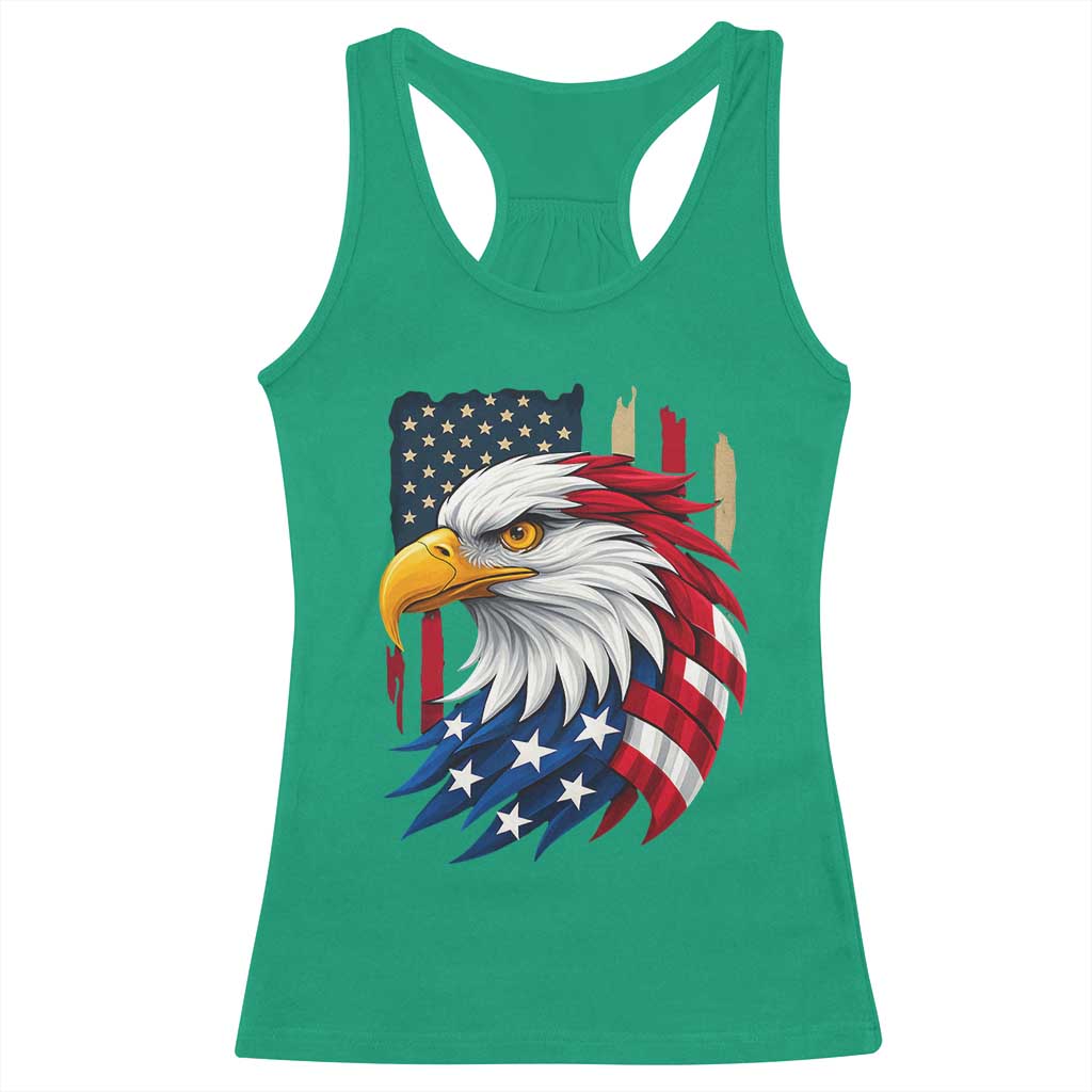 Fierce American Eagle Racerback Tank Top Bold Patriotic 4th of July USA Freedom - Wonder Print Shop