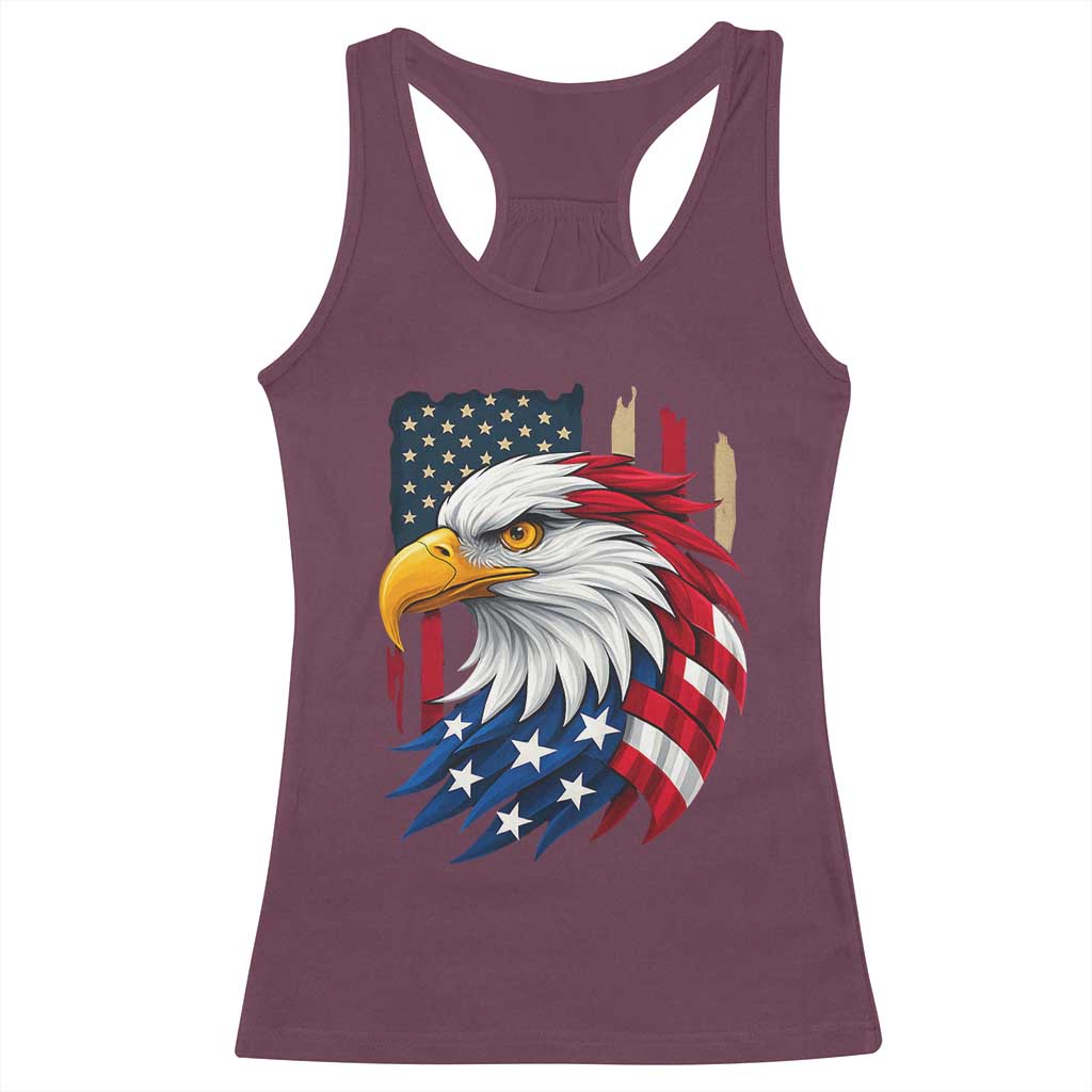 Fierce American Eagle Racerback Tank Top Bold Patriotic 4th of July USA Freedom - Wonder Print Shop