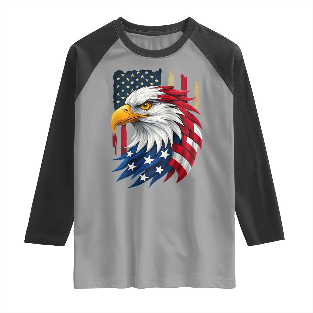 Fierce American Eagle Raglan Shirt Bold Patriotic 4th of July USA Freedom - Wonder Print Shop