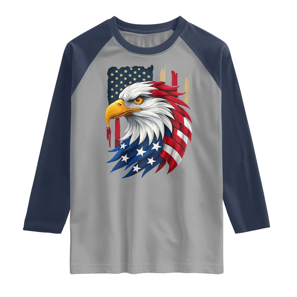 Fierce American Eagle Raglan Shirt Bold Patriotic 4th of July USA Freedom - Wonder Print Shop