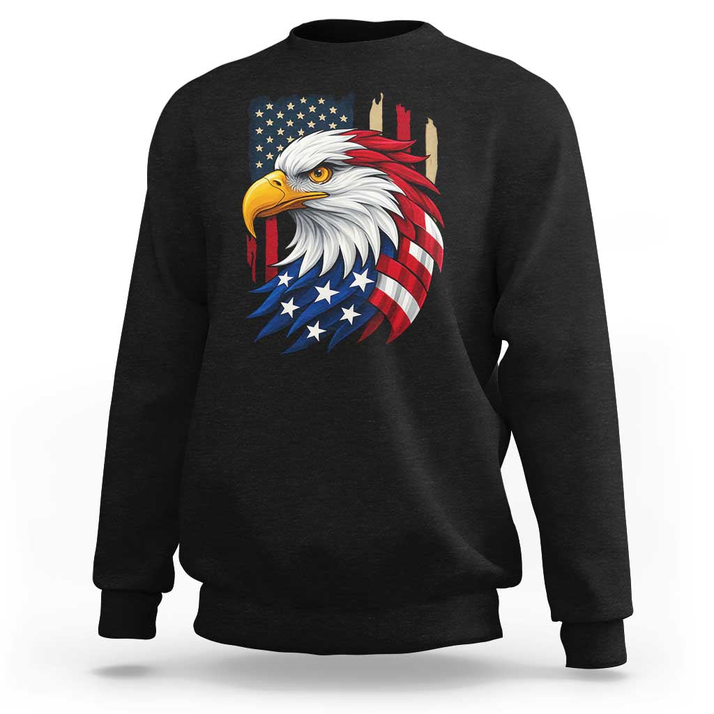 Fierce American Eagle Sweatshirt Bold Patriotic 4th of July USA Freedom - Wonder Print Shop