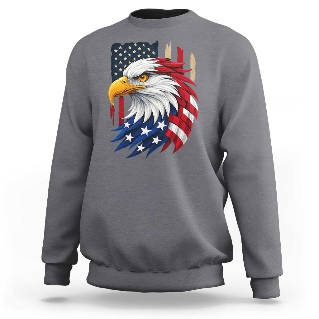 Fierce American Eagle Sweatshirt Bold Patriotic 4th of July USA Freedom - Wonder Print Shop