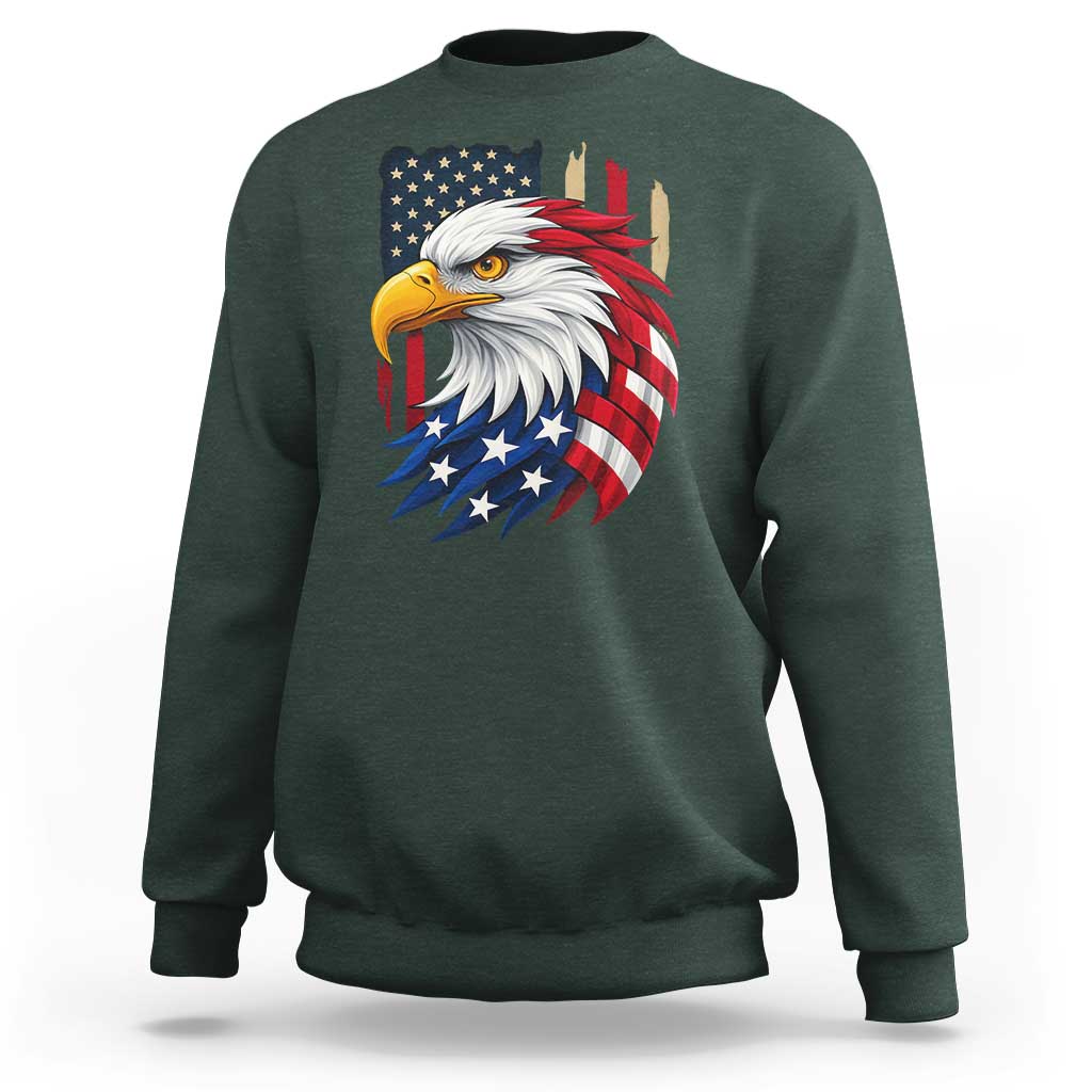 Fierce American Eagle Sweatshirt Bold Patriotic 4th of July USA Freedom - Wonder Print Shop