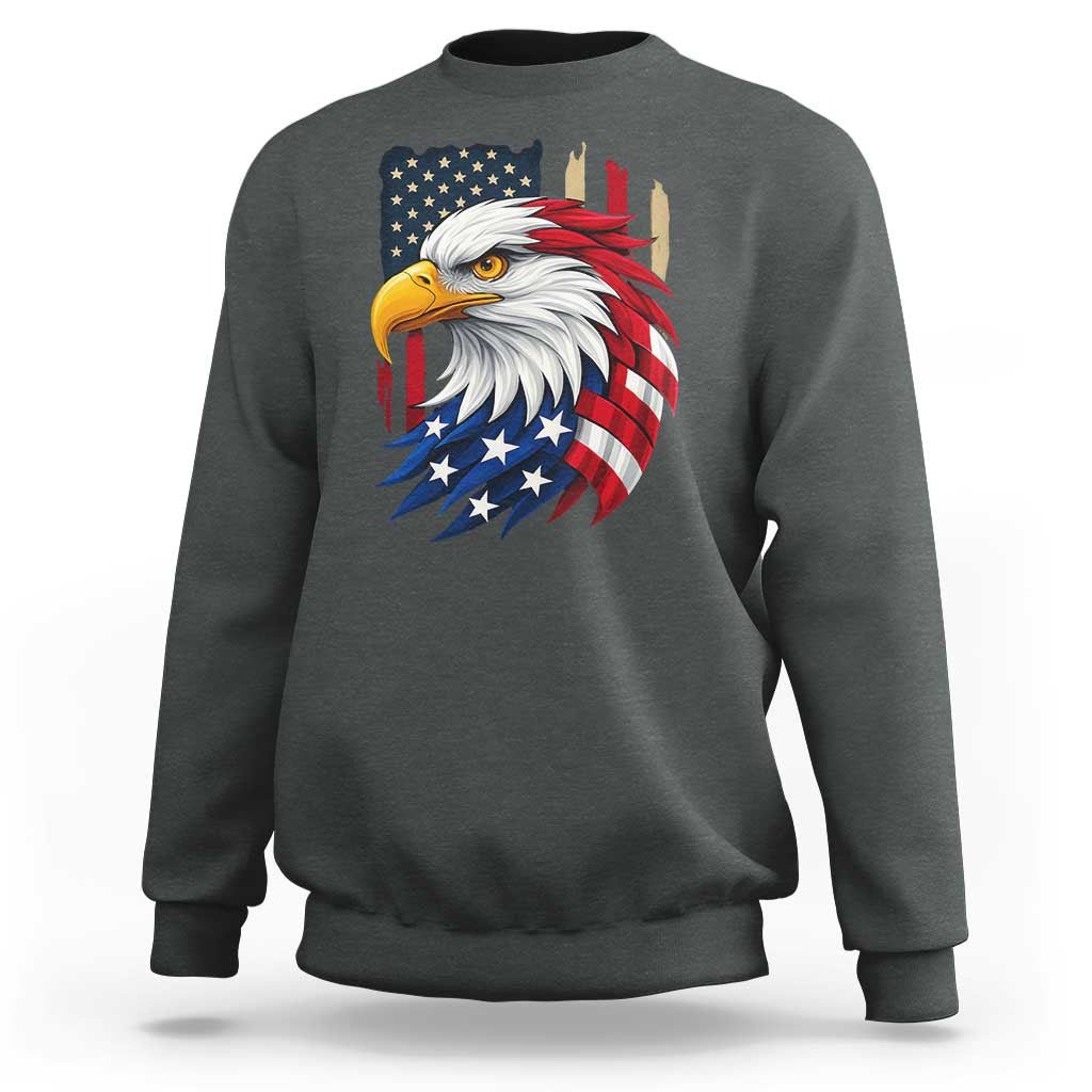 Fierce American Eagle Sweatshirt Bold Patriotic 4th of July USA Freedom - Wonder Print Shop