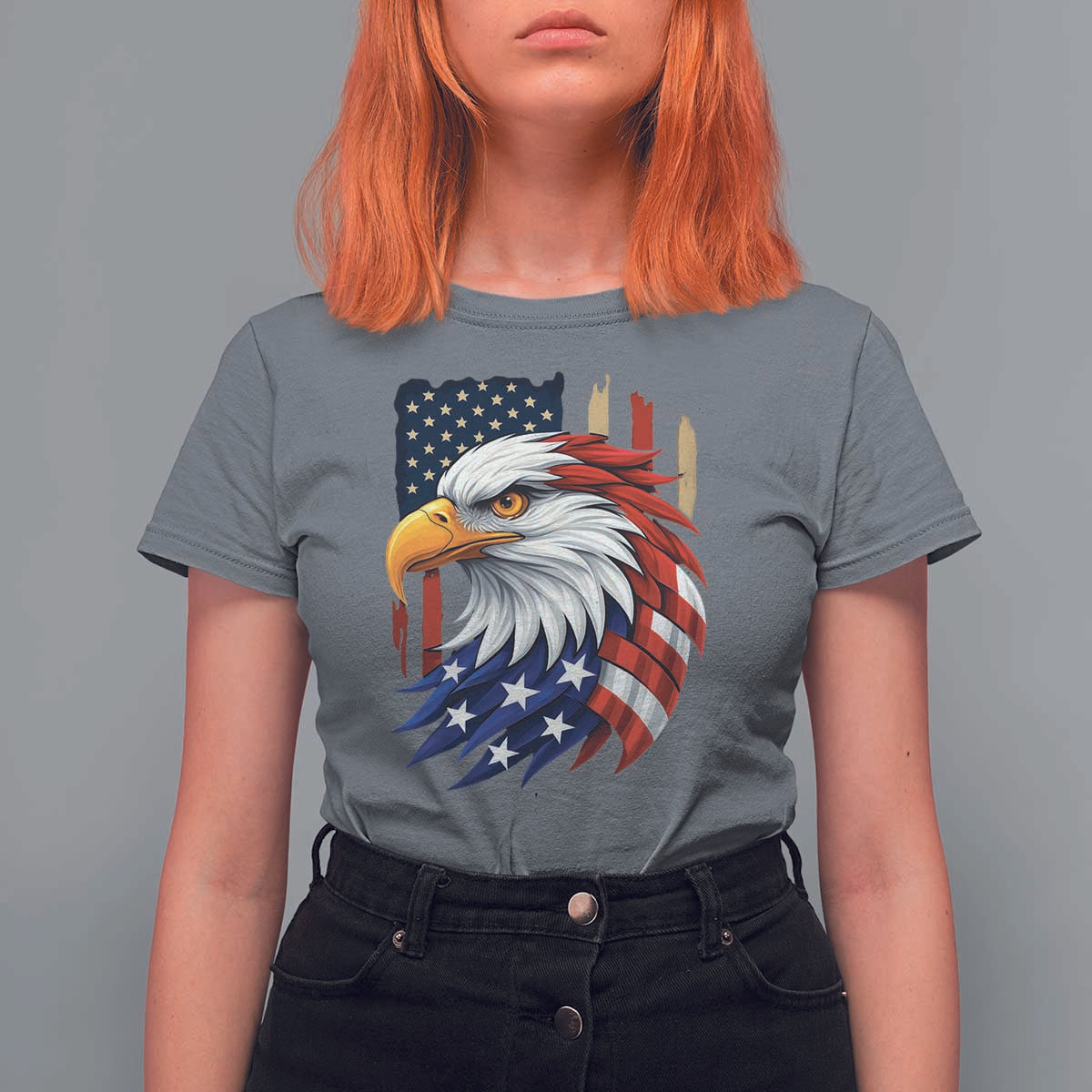 Fierce American Eagle T Shirt For Women Bold Patriotic 4th of July USA Freedom - Wonder Print Shop