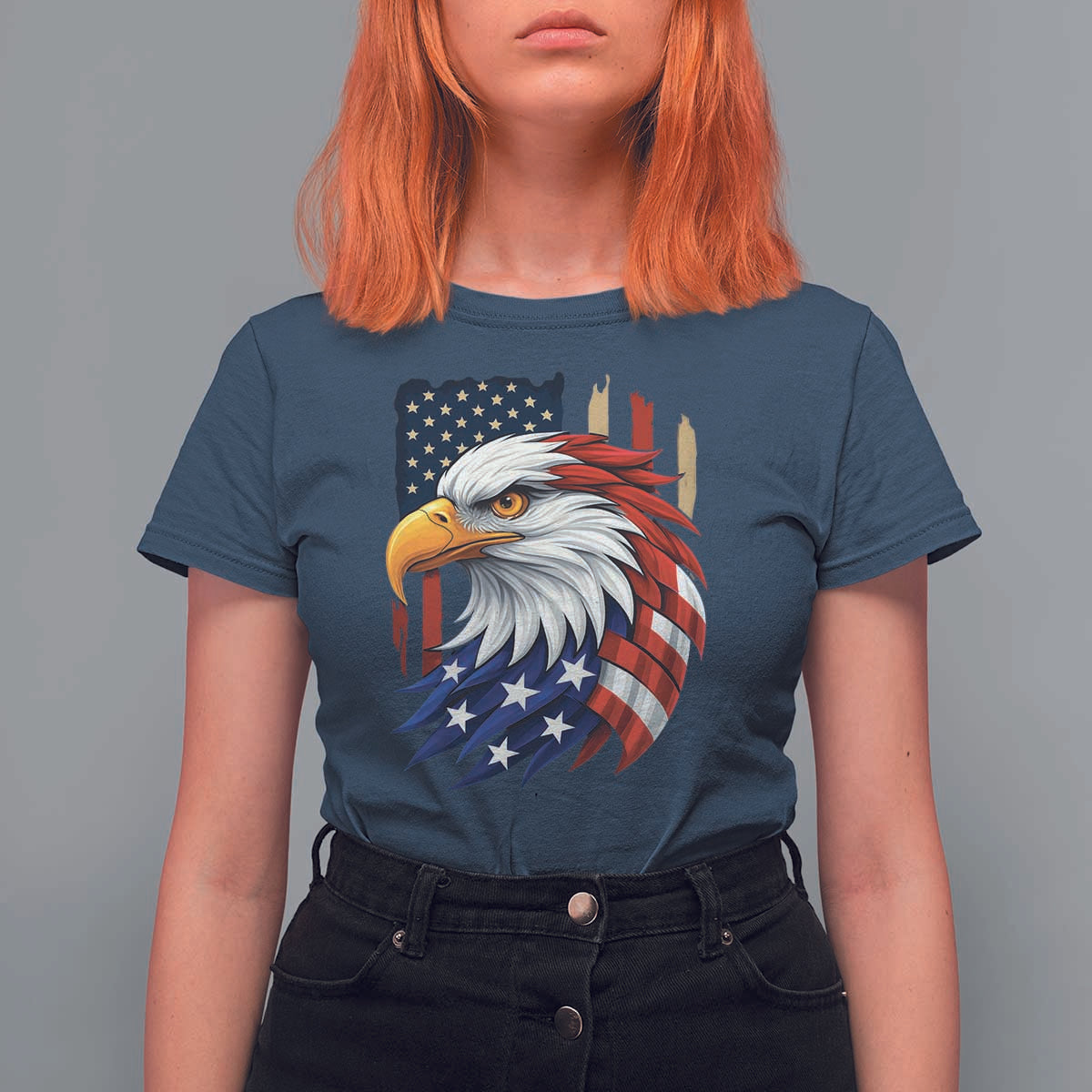 Fierce American Eagle T Shirt For Women Bold Patriotic 4th of July USA Freedom - Wonder Print Shop