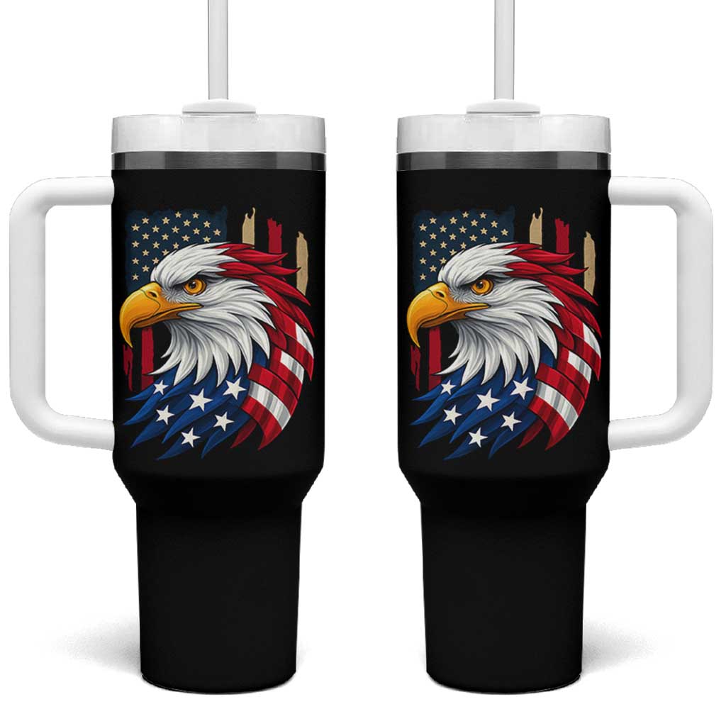 Fierce American Eagle Tumbler With Handle Bold Patriotic 4th of July USA Freedom - Wonder Print Shop