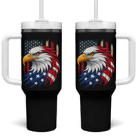 Fierce American Eagle Tumbler With Handle Bold Patriotic 4th of July USA Freedom - Wonder Print Shop