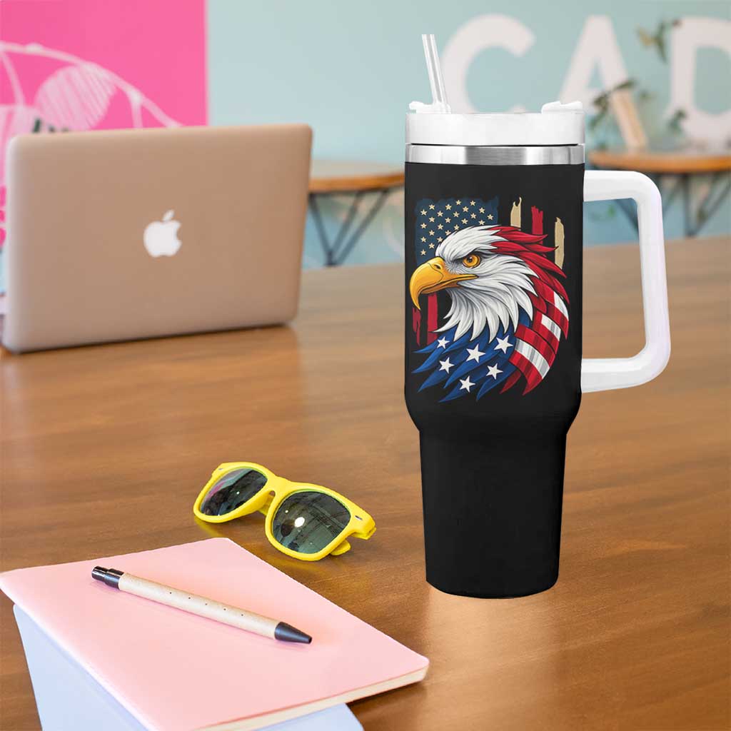 Fierce American Eagle Tumbler With Handle Bold Patriotic 4th of July USA Freedom - Wonder Print Shop