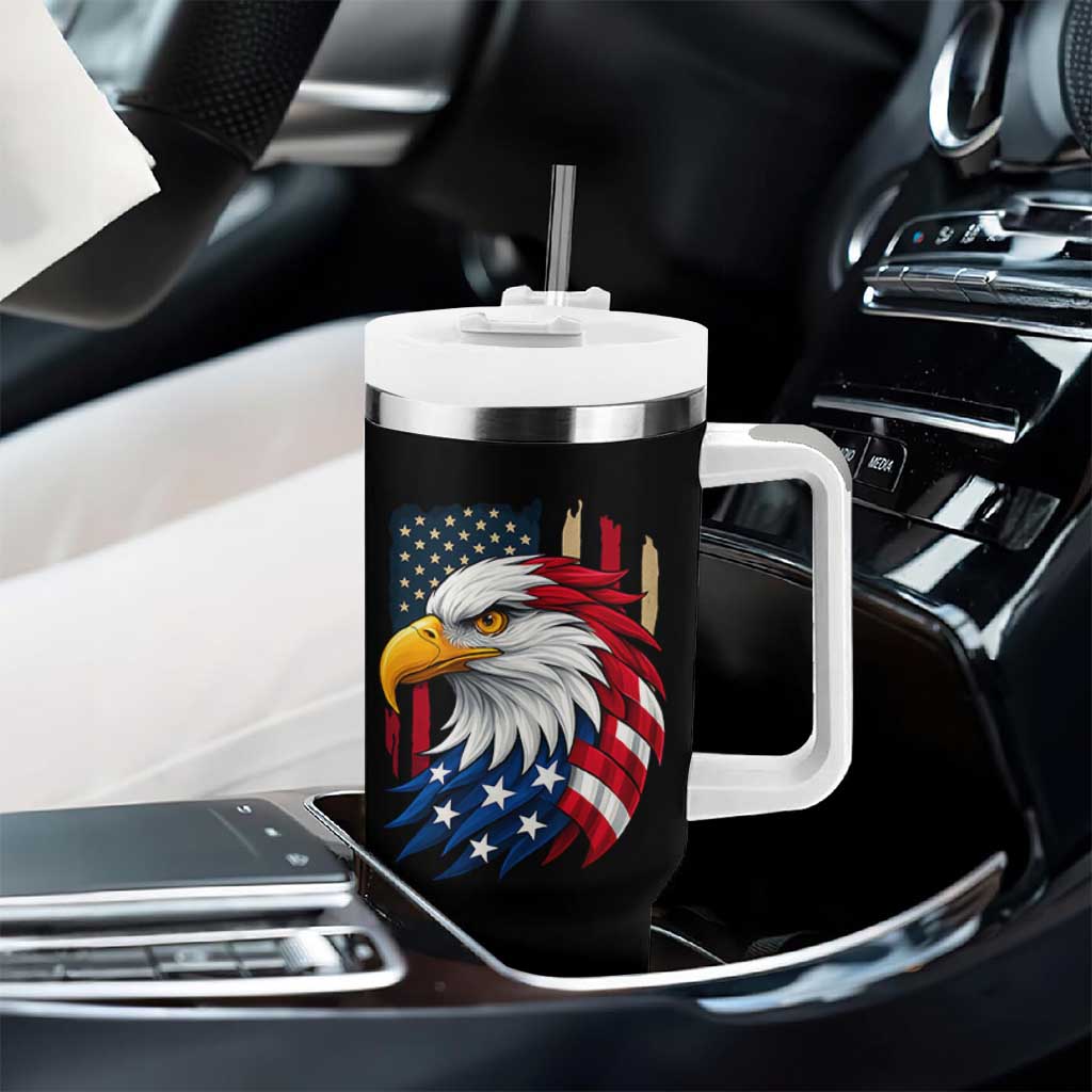Fierce American Eagle Tumbler With Handle Bold Patriotic 4th of July USA Freedom - Wonder Print Shop