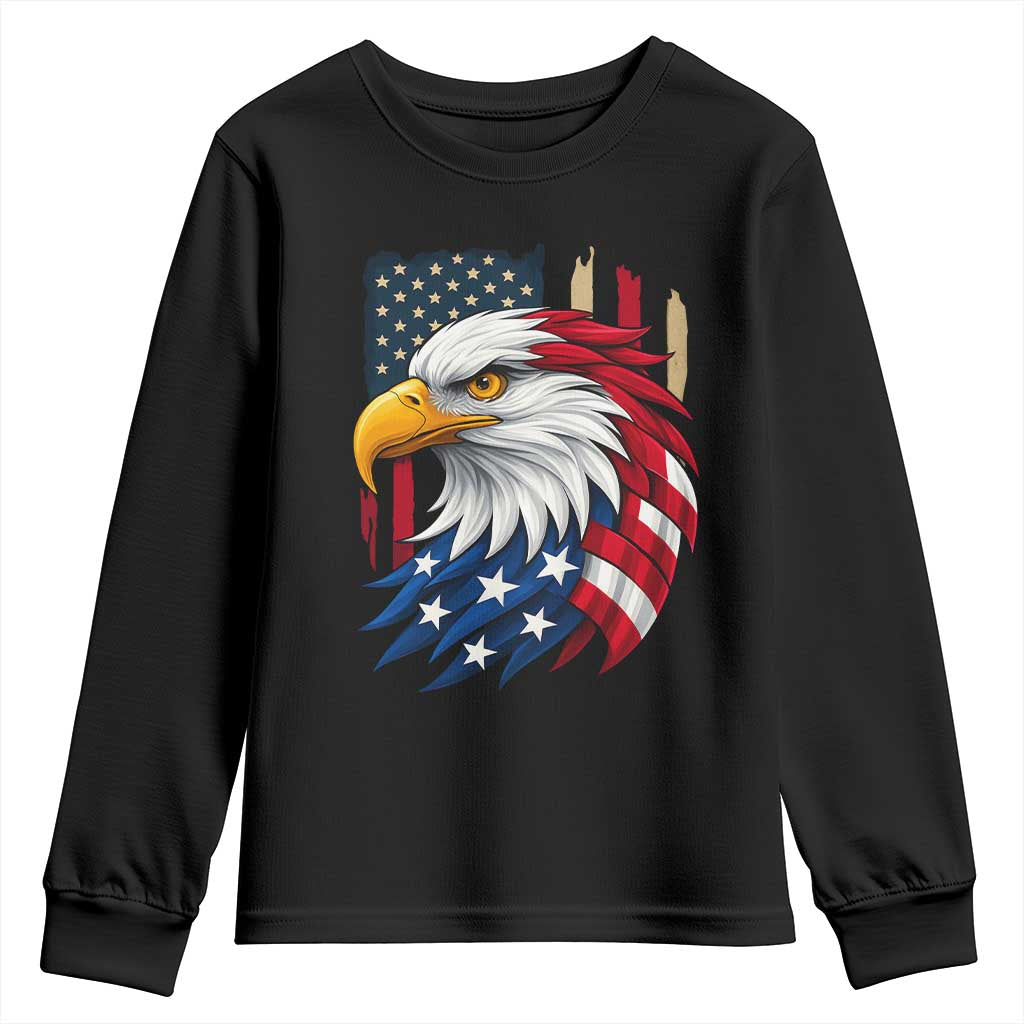 Fierce American Eagle Youth Sweatshirt Bold Patriotic 4th of July USA Freedom - Wonder Print Shop