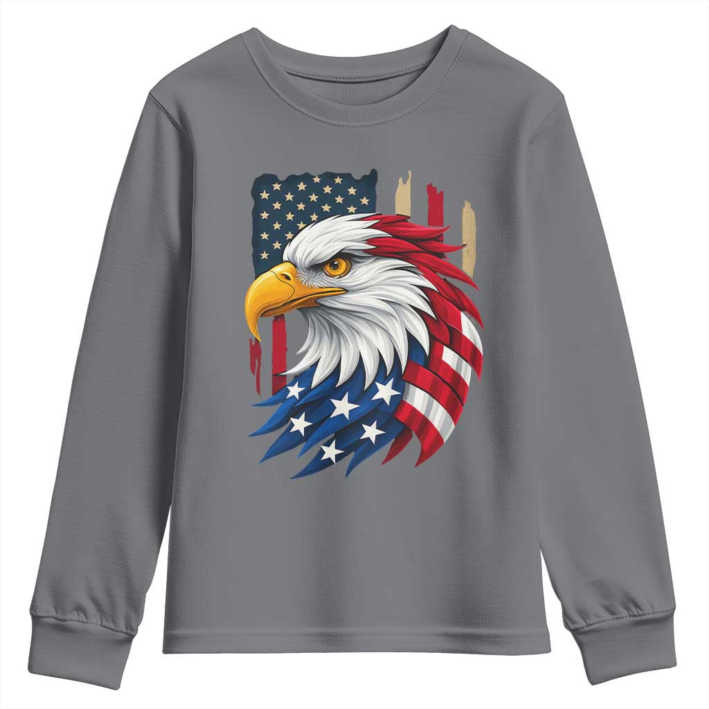 Fierce American Eagle Youth Sweatshirt Bold Patriotic 4th of July USA Freedom - Wonder Print Shop