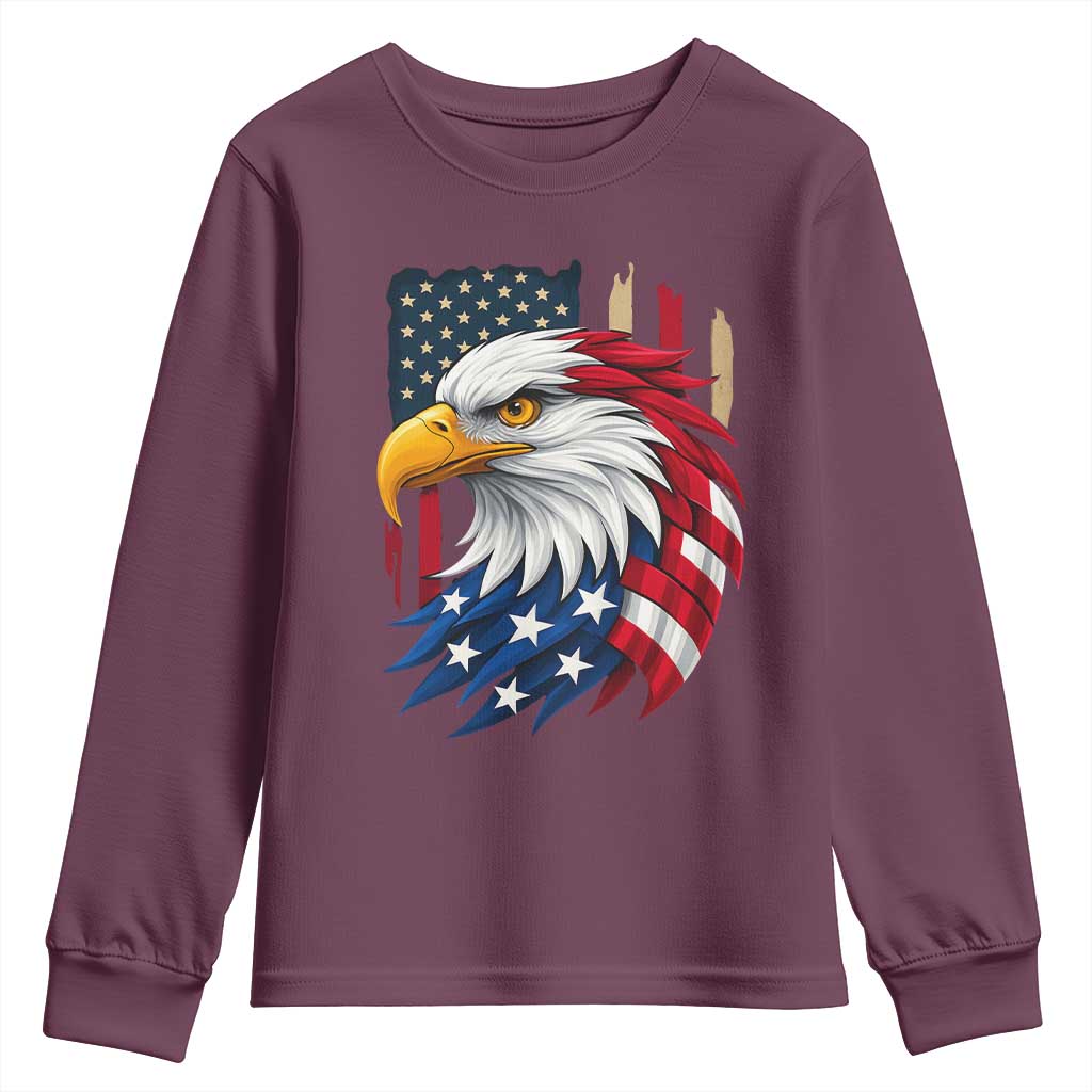 Fierce American Eagle Youth Sweatshirt Bold Patriotic 4th of July USA Freedom - Wonder Print Shop