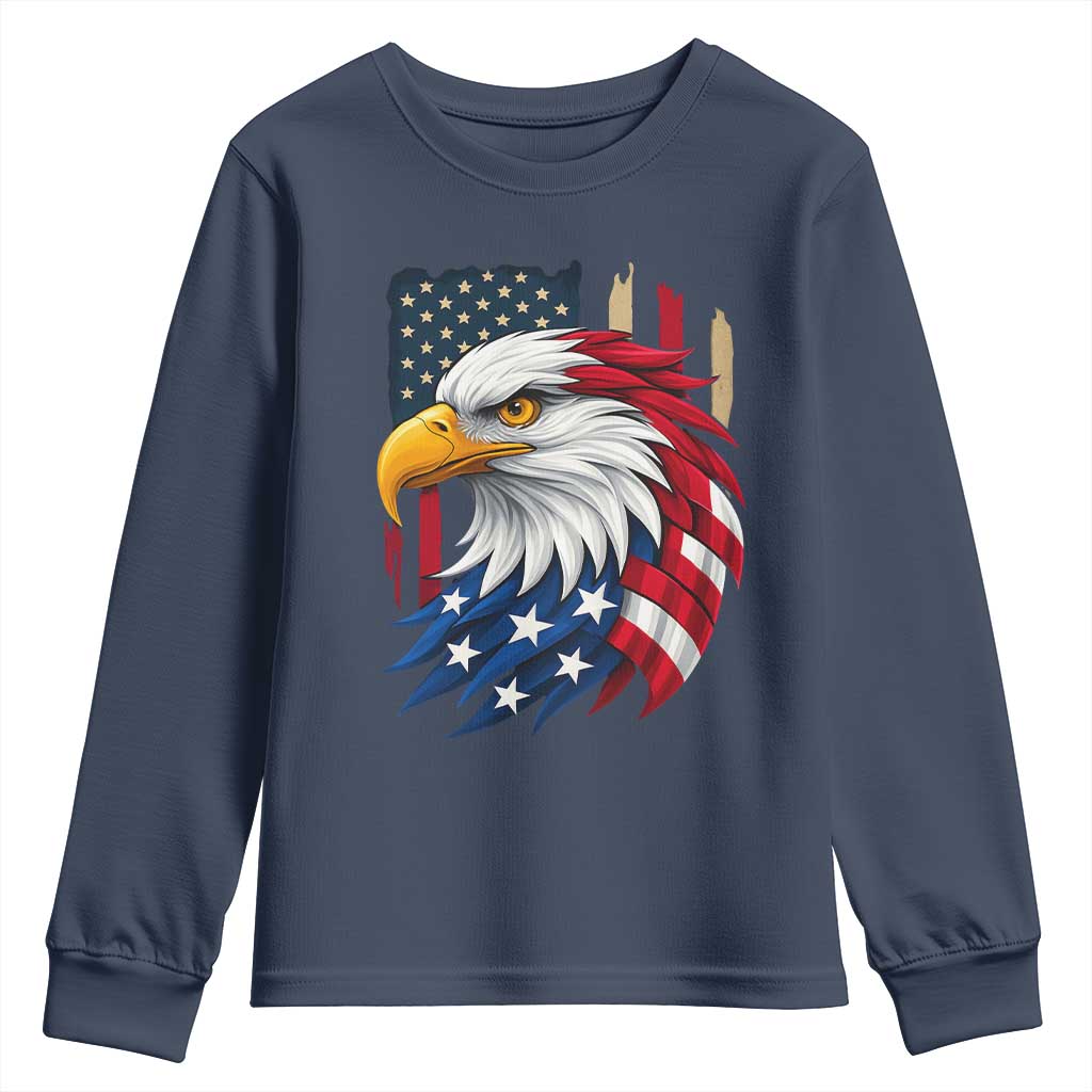 Fierce American Eagle Youth Sweatshirt Bold Patriotic 4th of July USA Freedom - Wonder Print Shop