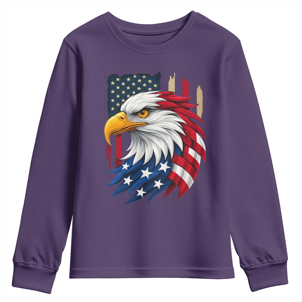 Fierce American Eagle Youth Sweatshirt Bold Patriotic 4th of July USA Freedom - Wonder Print Shop