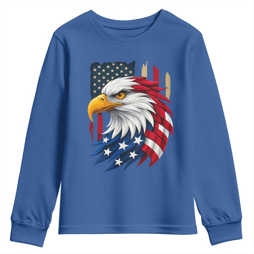 Fierce American Eagle Youth Sweatshirt Bold Patriotic 4th of July USA Freedom - Wonder Print Shop