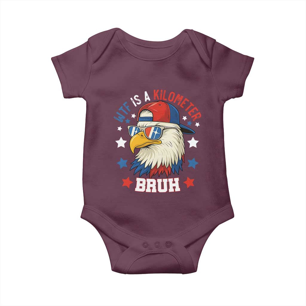 WTF Is A Kilometer Bruh Baby Onesie Funny Patriotic American Bald Eagle TS02