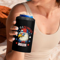 WTF Is A Kilometer Bruh 4 in 1 Can Cooler Tumbler Funny Patriotic American Bald Eagle TS02