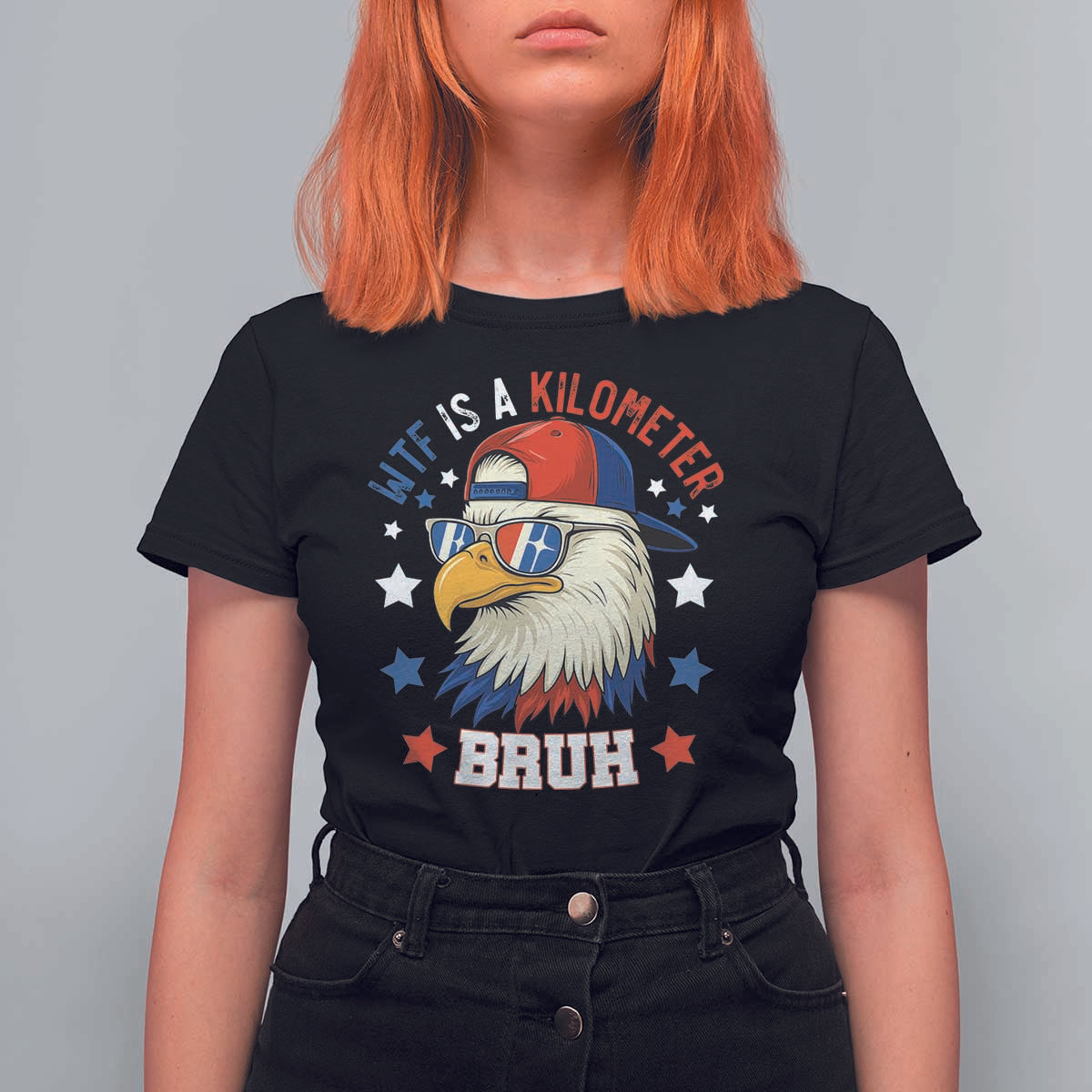 WTF Is A Kilometer Bruh T Shirt For Women Funny Patriotic American Bald Eagle TS02