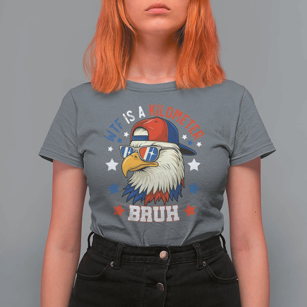 WTF Is A Kilometer Bruh T Shirt For Women Funny Patriotic American Bald Eagle TS02