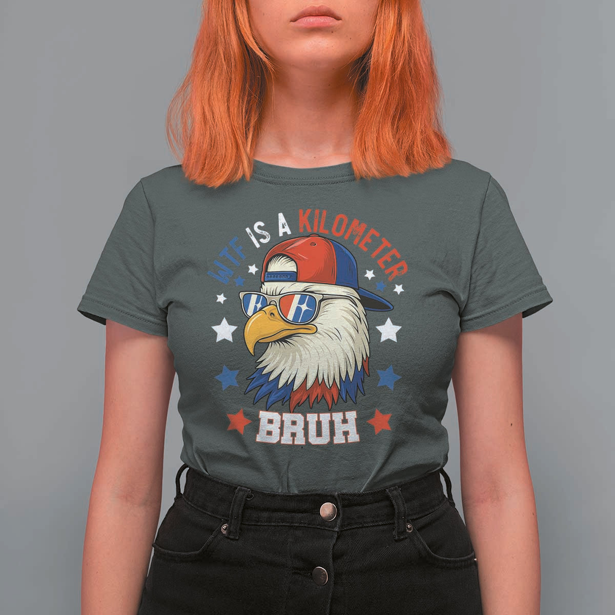WTF Is A Kilometer Bruh T Shirt For Women Funny Patriotic American Bald Eagle TS02