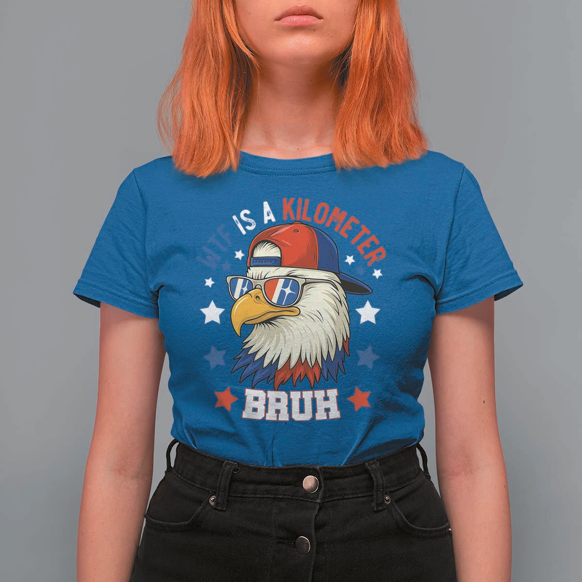 WTF Is A Kilometer Bruh T Shirt For Women Funny Patriotic American Bald Eagle TS02