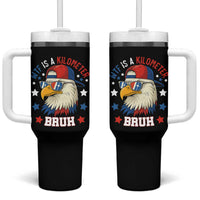WTF Is A Kilometer Bruh Tumbler With Handle Funny Patriotic American Bald Eagle TS02