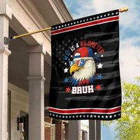 WTF Is A Kilometer Bruh Garden Flag Funny Patriotic American Bald Eagle