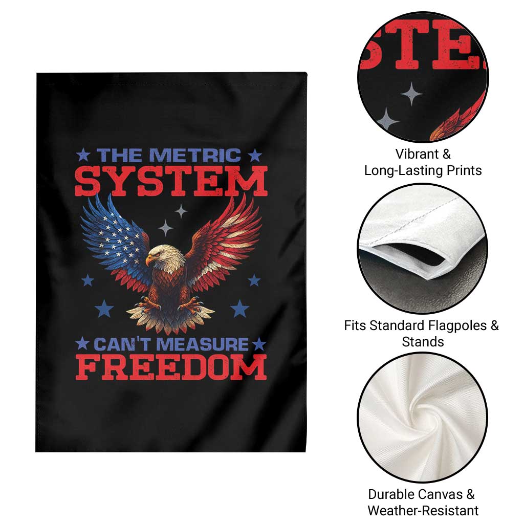 The Metric System Can't Measure Freedom Garden Flag Funny Patriotic Eagle 4th of July USA Flag - Wonder Print Shop