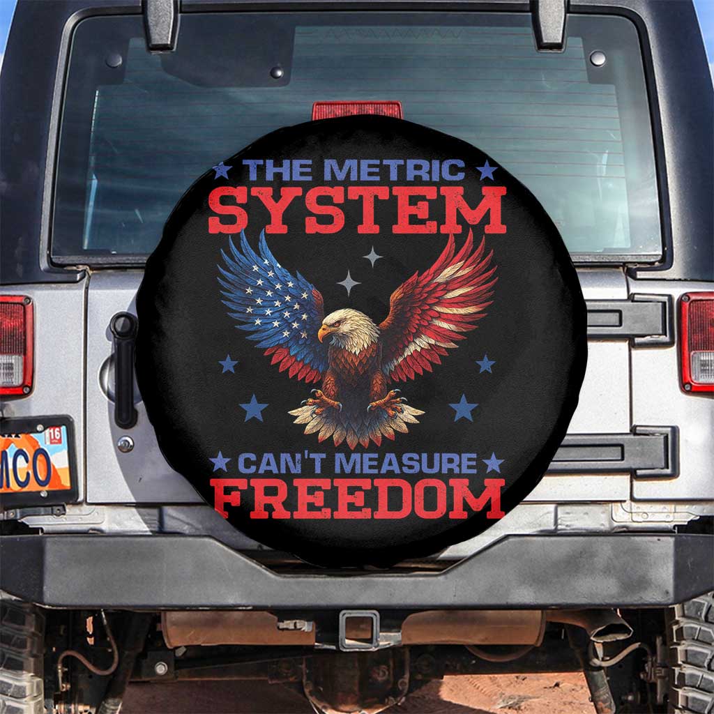The Metric System Can't Measure Freedom Spare Tire Cover Funny Patriotic Eagle 4th of July USA Flag - Wonder Print Shop