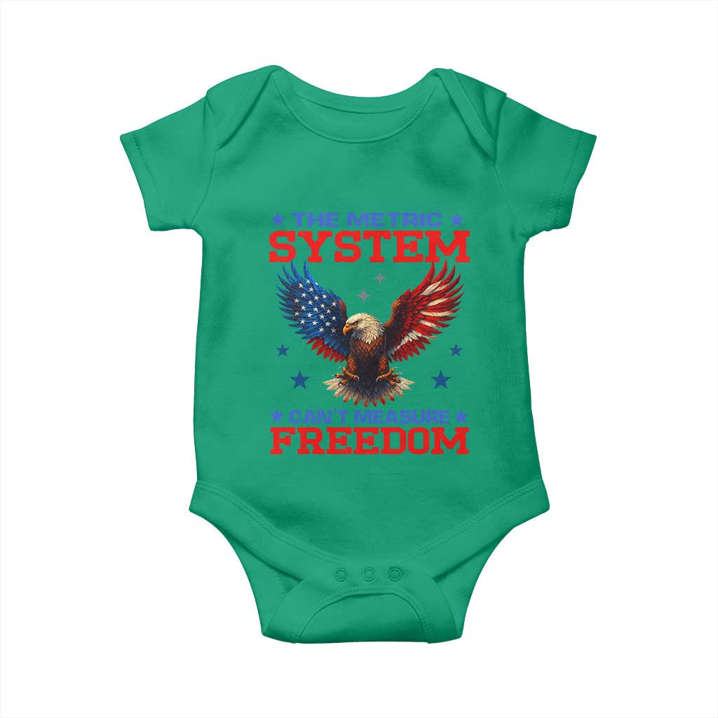 The Metric System Can't Measure Freedom Baby Onesie Funny Patriotic Eagle 4th of July USA Flag - Wonder Print Shop