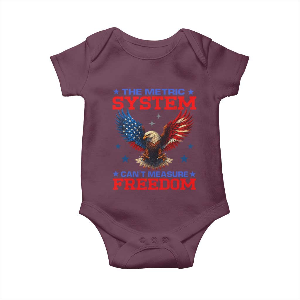 The Metric System Can't Measure Freedom Baby Onesie Funny Patriotic Eagle 4th of July USA Flag - Wonder Print Shop
