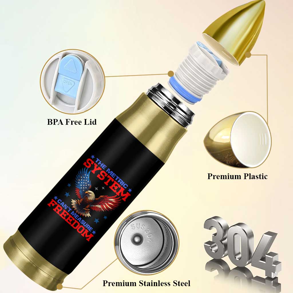 The Metric System Can't Measure Freedom Bullet Tumbler Funny Patriotic Eagle 4th of July USA Flag - Wonder Print Shop