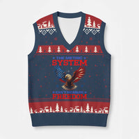 The Metric System Can't Measure Freedom V-Neck Knit Sweater Vest Funny Patriotic Eagle 4th of July USA Flag - Wonder Print Shop